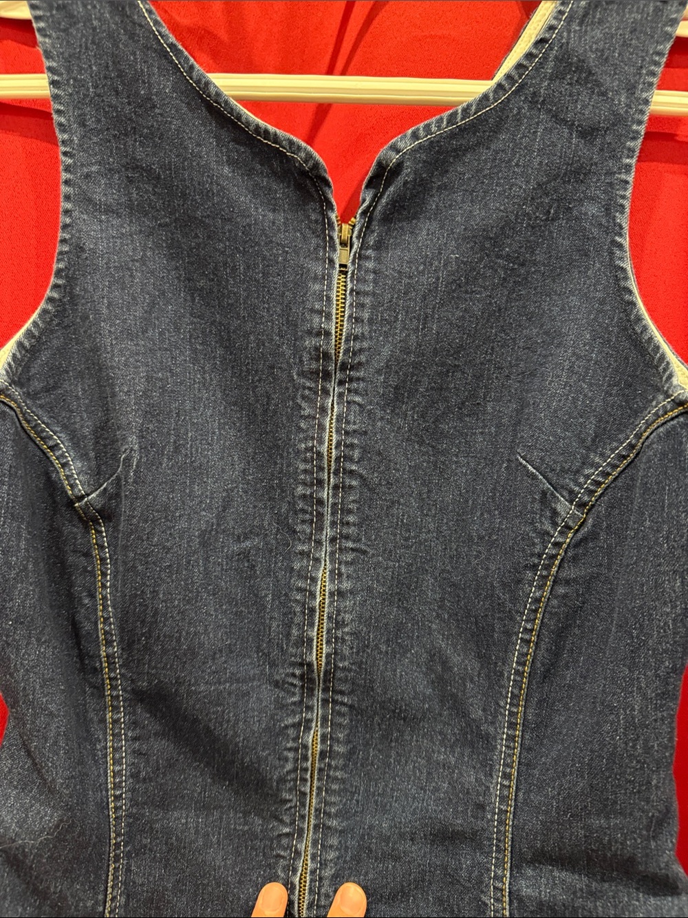 Sleeveless Denim Bodycon Mini Dress - Dark Denim Blue
